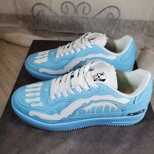 NWT Brand X Bones Tombstone Blue White Fashion Sneakers Size 7 Mens 8.5 Womens